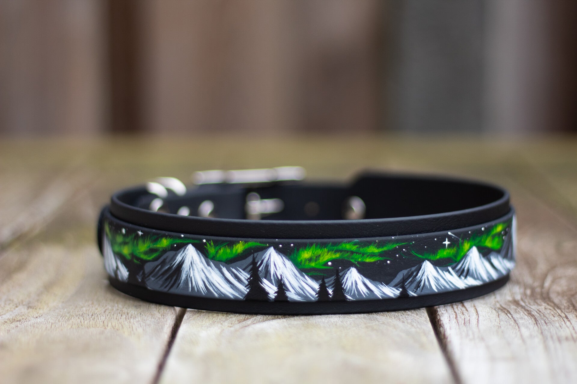 Aurora collar - Northern Lights inspired - double layered Biothane collar