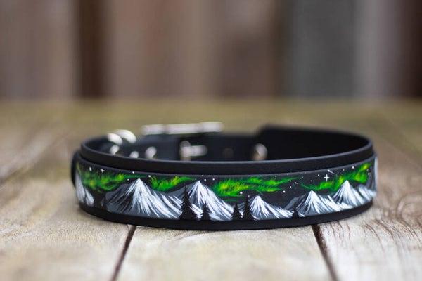 Aurora collar - Northern Lights inspired - double layered Biothane collar
