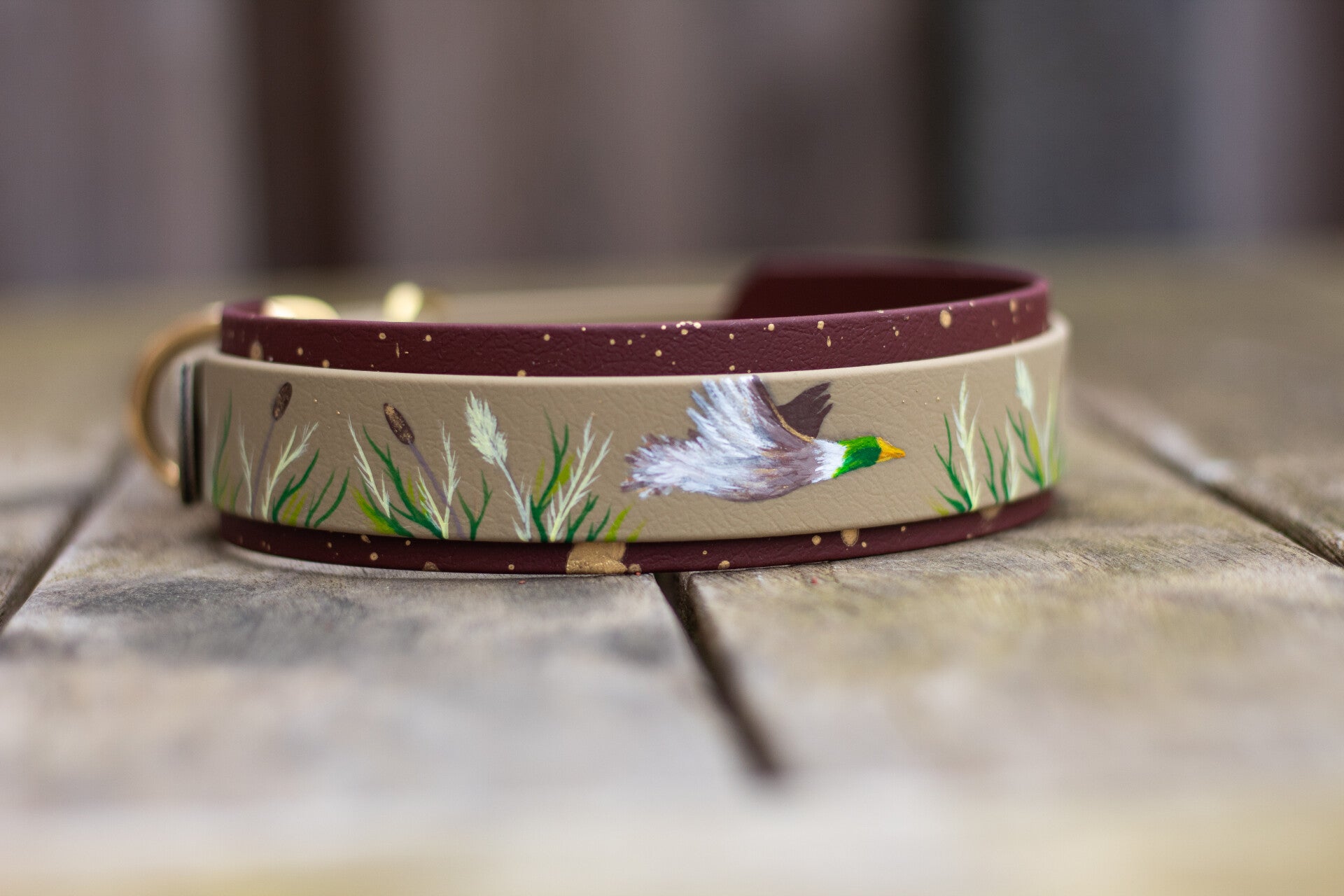 Hand painted double layered Duck Biothane collar - 38mm wide