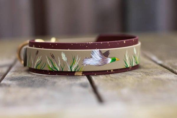 Hand painted double layered Duck Biothane collar - 38mm wide