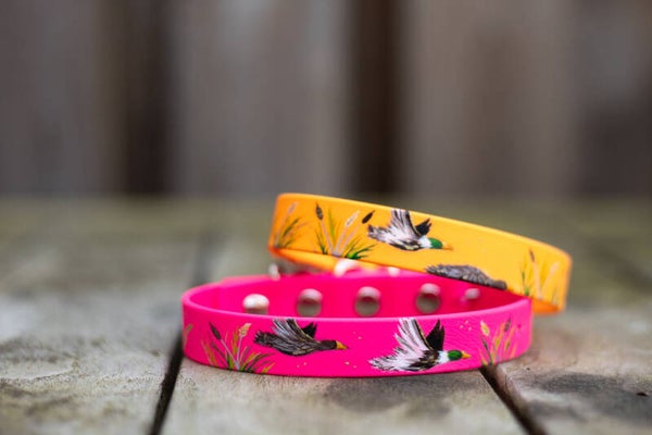 Single layered hand painted Biothane duck collar