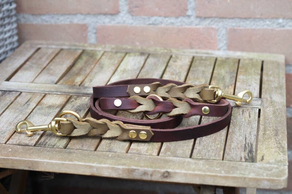 Soft leather adjustable leash / zachte vetleren verstelbare riem