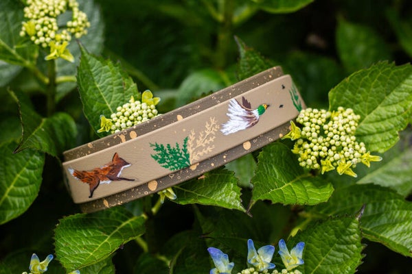 Ready to ship - hand painted 38mm wide Biothane Fox and duck collar