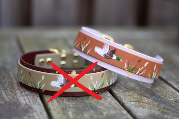 Ready to ship, 38mm wide hand painted duck collar - pastel purple and light brown