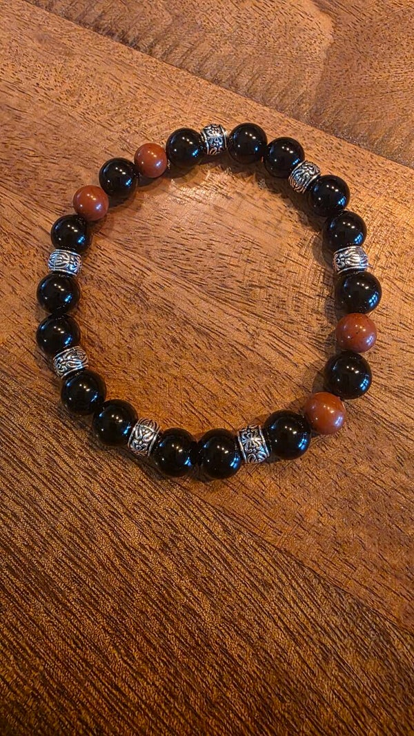 HEREN ARMBAND 22 mm rode jaspis