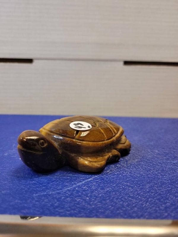 Prachtige schildpad tijgeroog  nr. 242   Krachtige, goudbruine kwartssoort die bekendstaat als een beschermende en aardende steen, vaak gebruikt voor het vergroten van zelfvertrouwen, moed en wilskracht