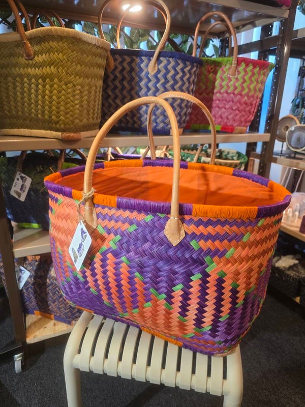 Purple rain handgemaakte rieten tas 60cm no 306