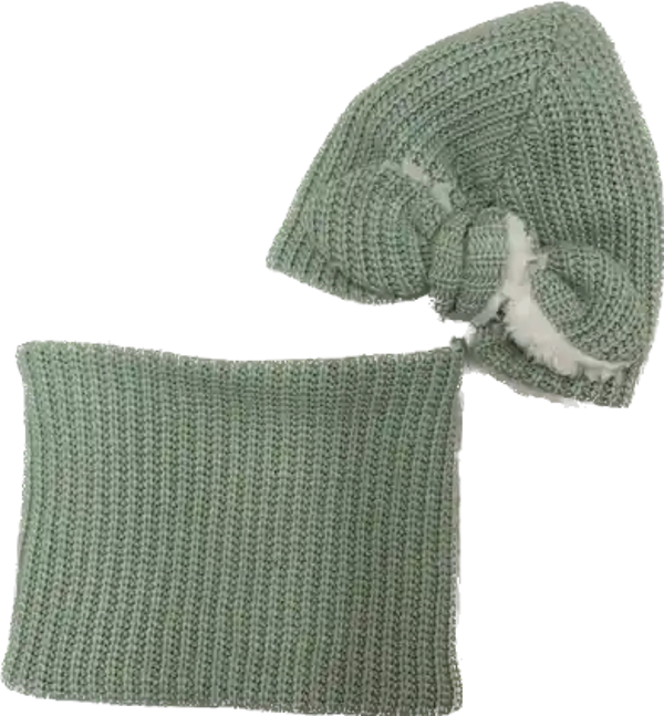 Muts en col groen / wit