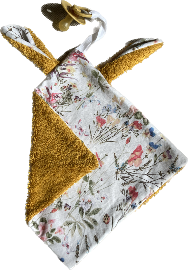 Speendoekje oker / bloemen