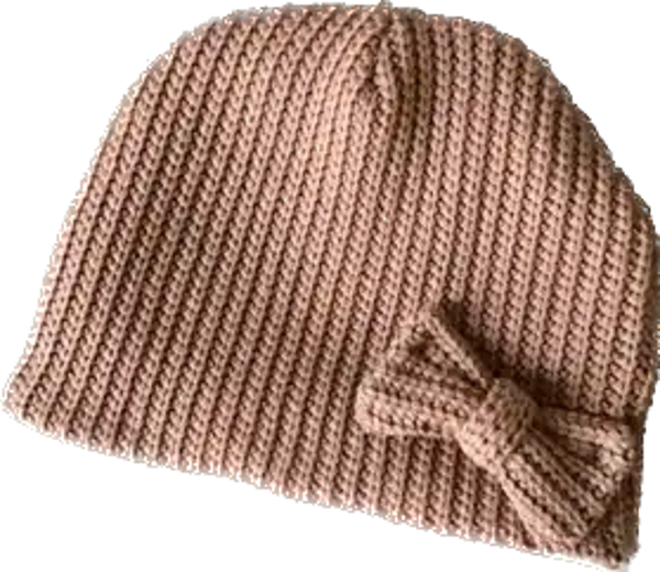 Muts en col oud roze / wit