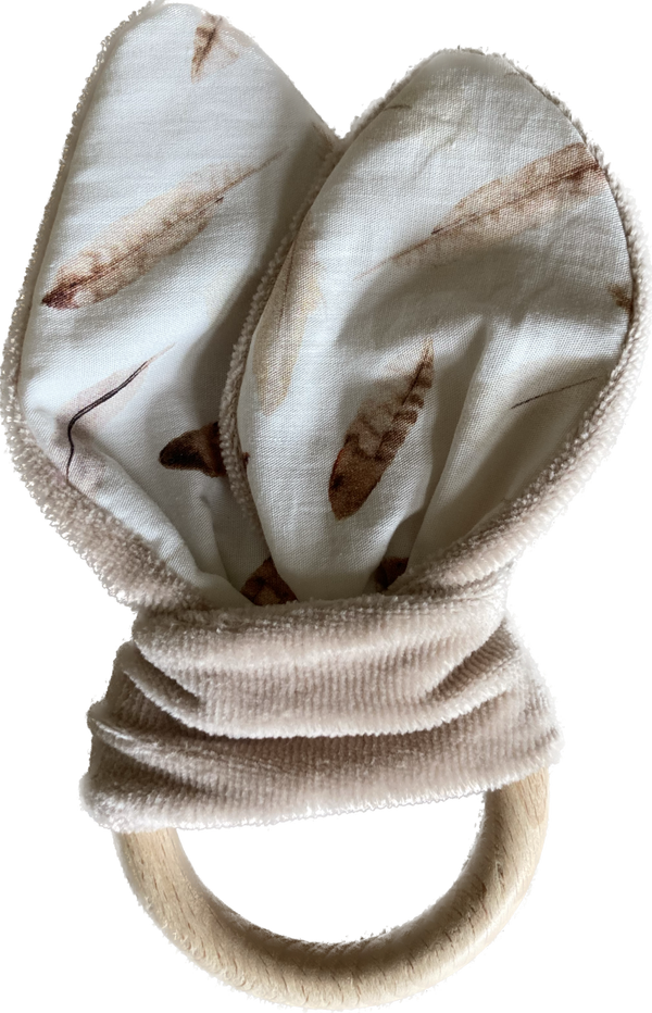 Knisper bijtring beige / veren