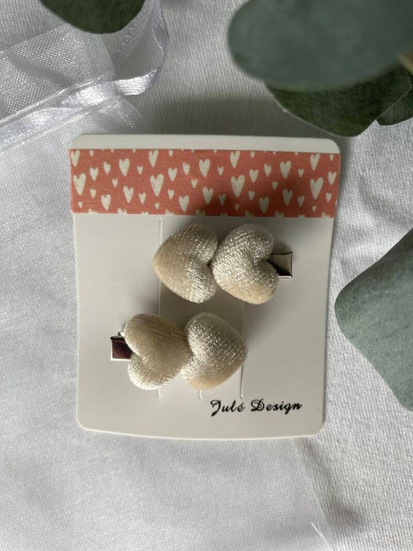 Haarspeldjes hartjes beige