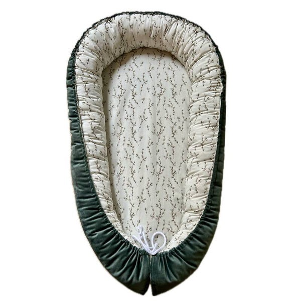 Babynestje velvet groen / katjes