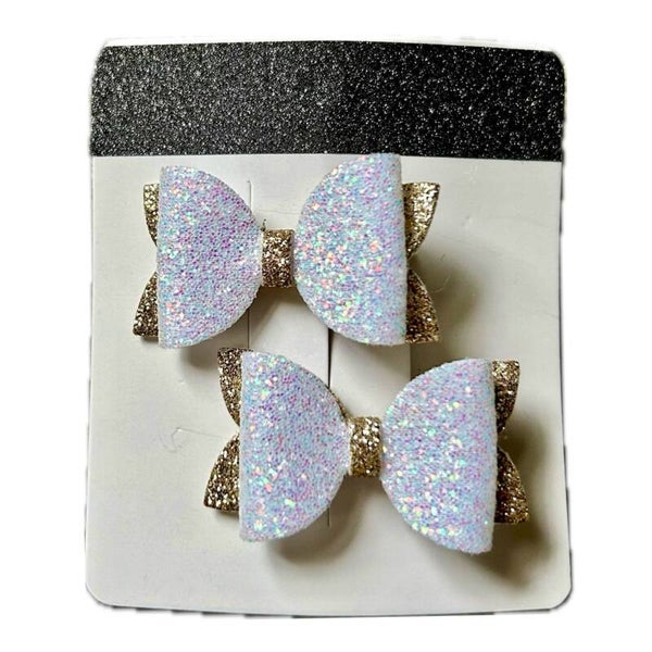 Haarclipjes mini wit / goud