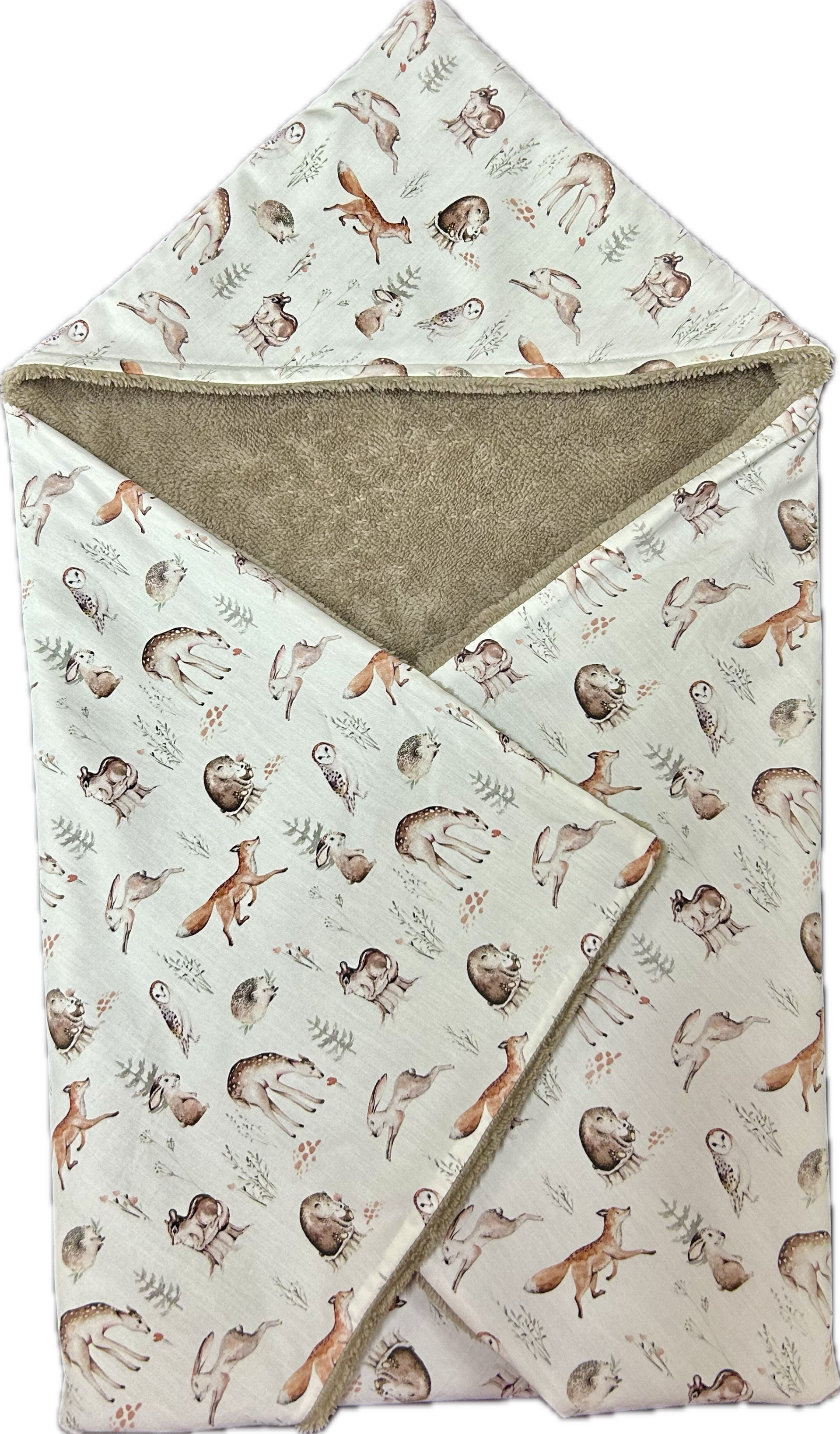 Omslag doek taupe / bosdieren