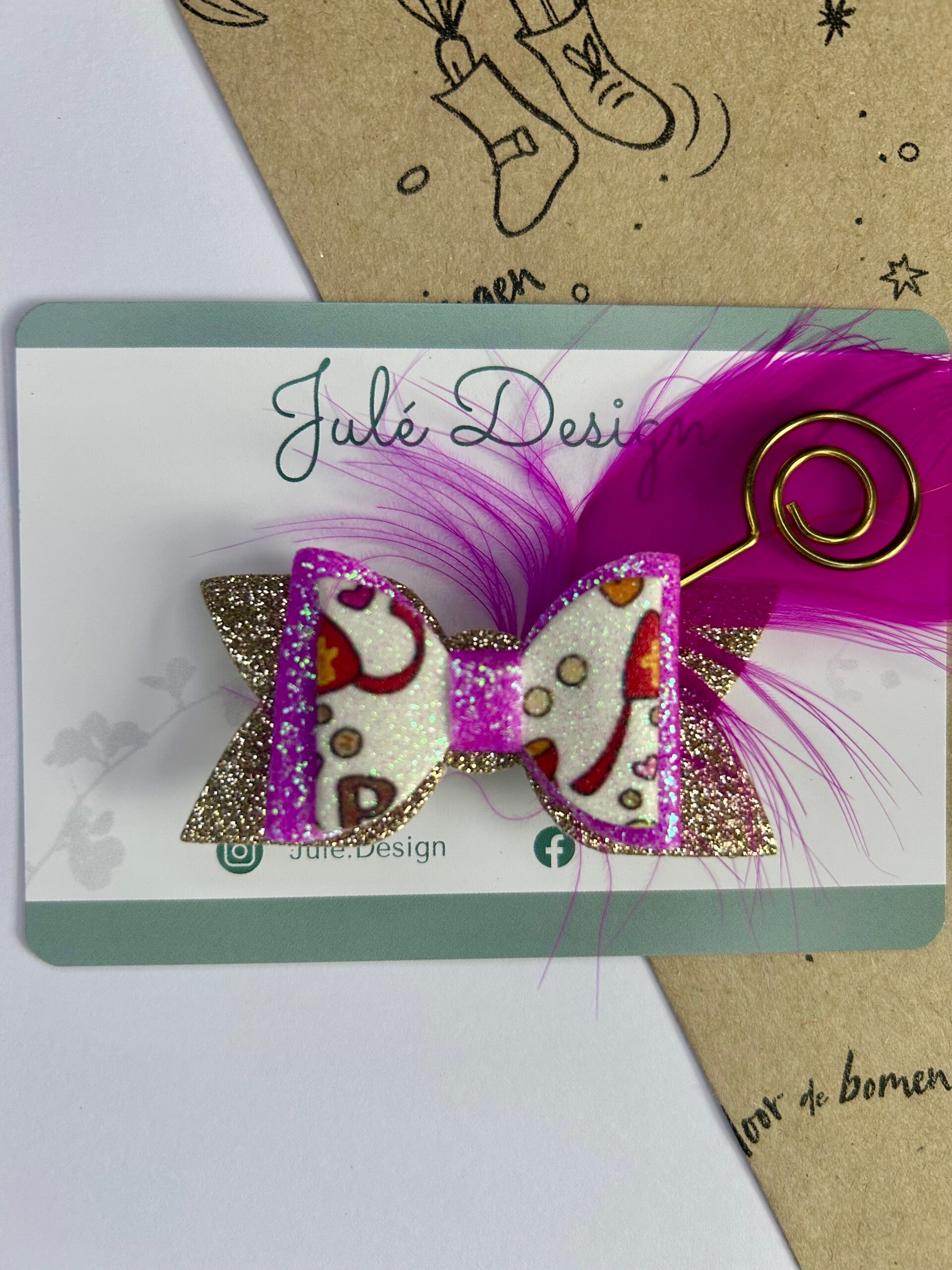 Sinterklaas haarstrik donker roze