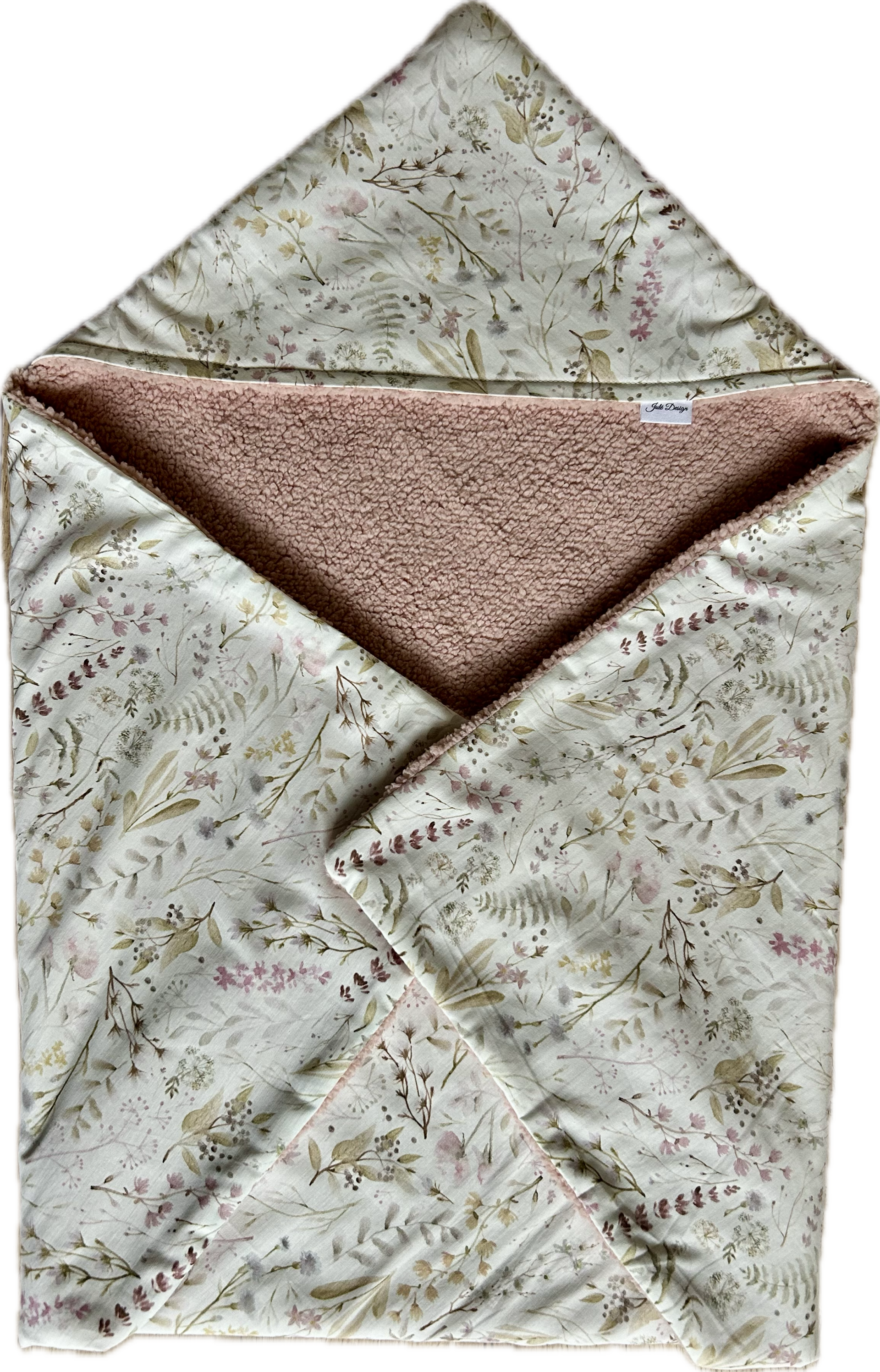 Omslagdoek teddy roze/bloemen