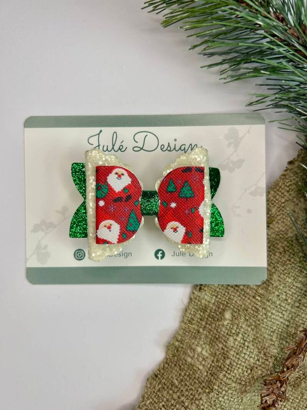 Haarclip groen / kerstman