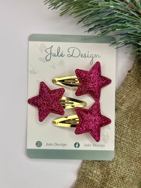 Haarspeldjes ster donker roze