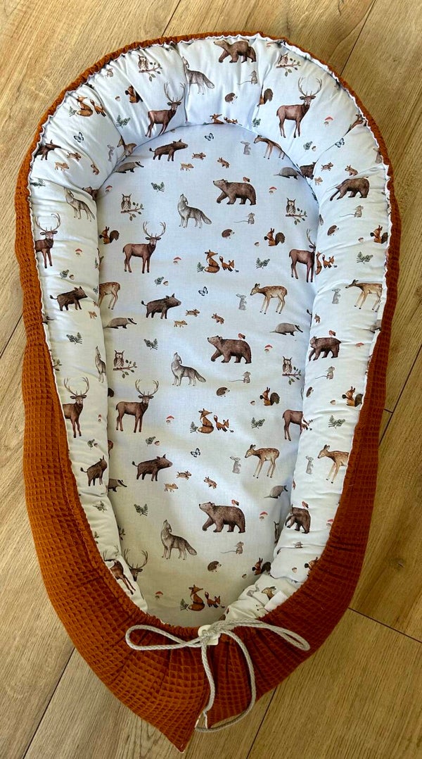 Babynestje bosdieren / cognac wafel