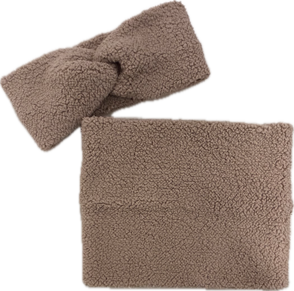 Combi set teddy taupe dames