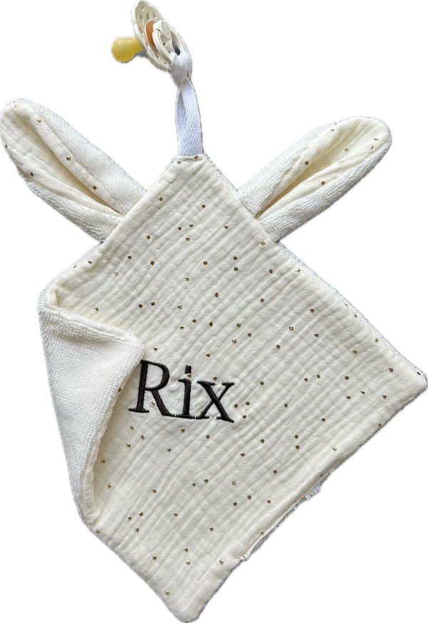 Speendoekje wit / goud stip