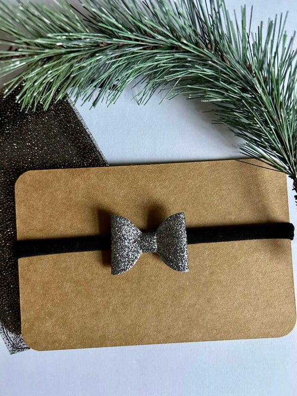 Baby haarband strik zilver