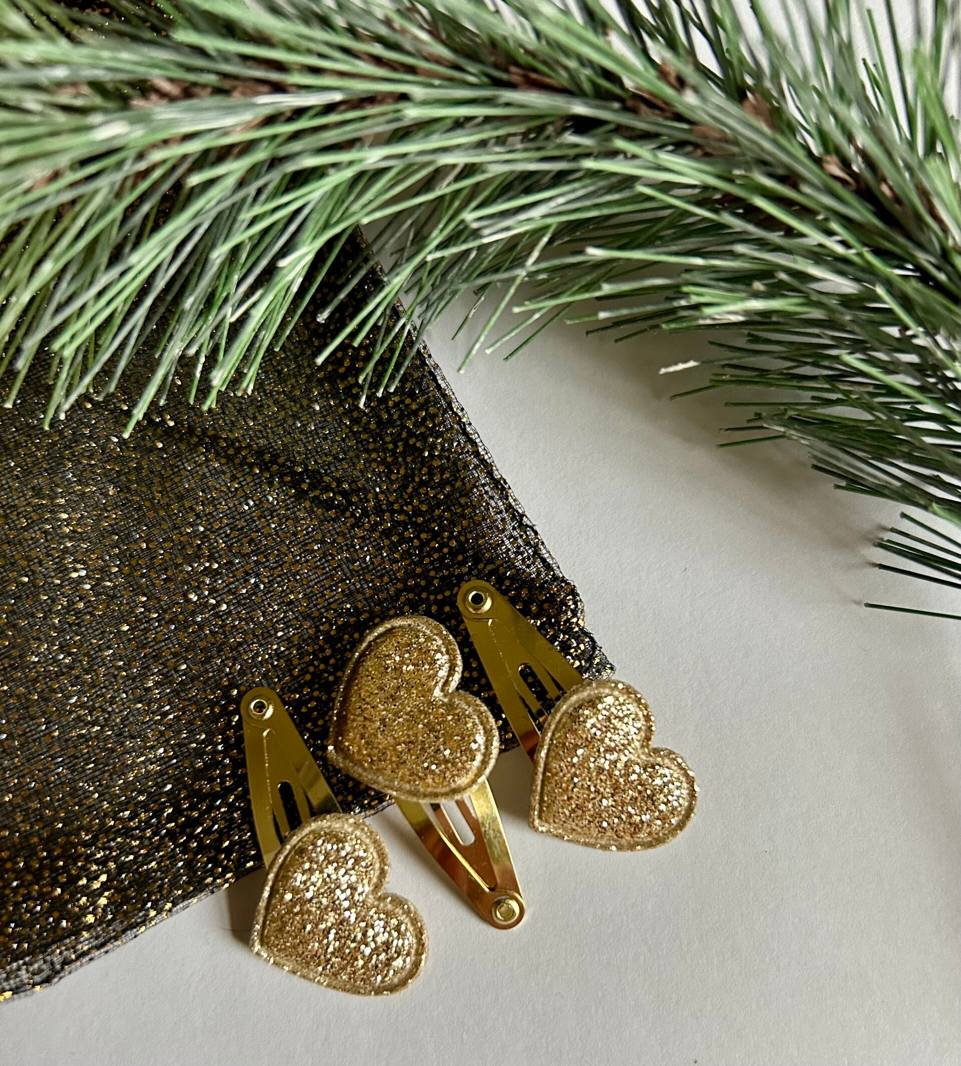 Kerst mini haarspeldjes hartje goud