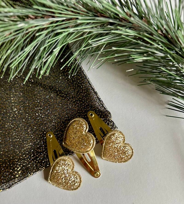 Kerst mini haarspeldjes hartje goud