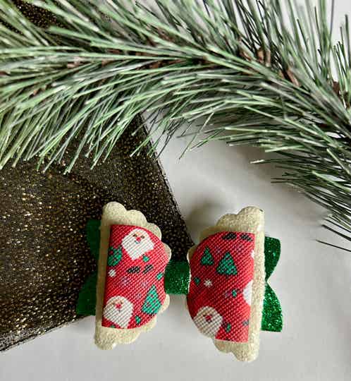 Haarclip groen / kerstman