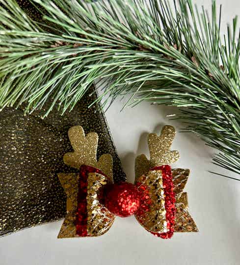 Kerst Haarclip Eland rood / goud