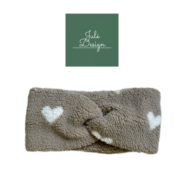 Teddy haarband taupe hartjes