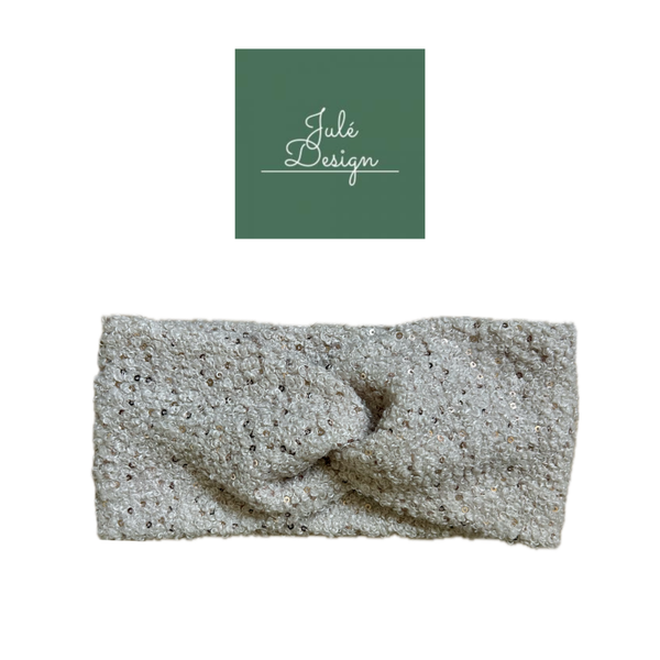 Teddy haarband bouclé beige glitter