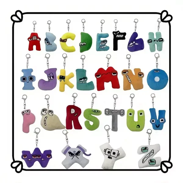 Alphabet Letter Plush Keyring Keychain
