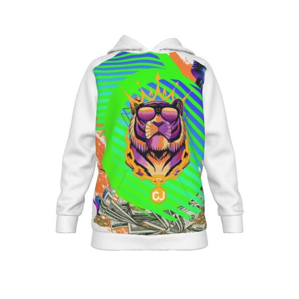 Kid's White Tiger Pullover Hoodie