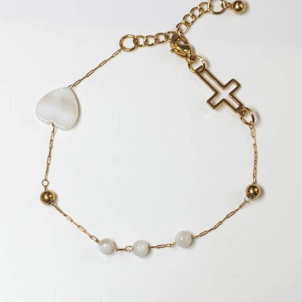 Bracelet d’initiation au Rosaire en nacre naturelle