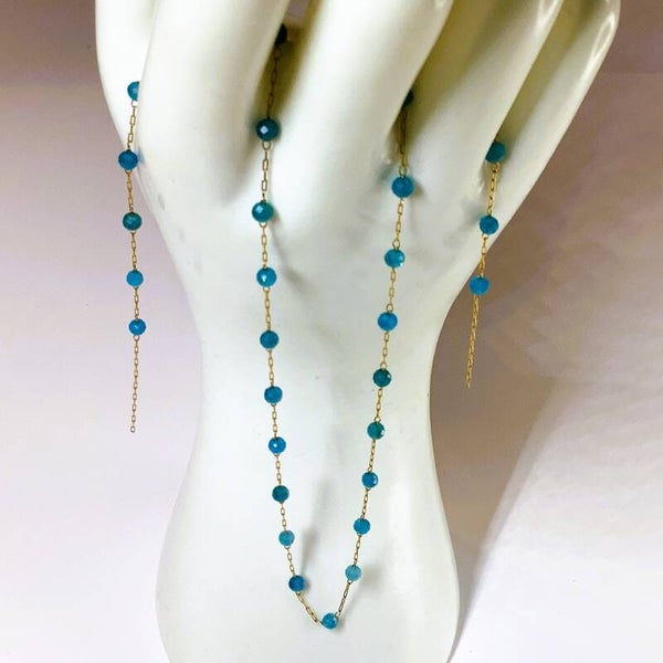 Ligne Lagon – Chaîne perlée en Apatite Bleue 3 mm Grade A