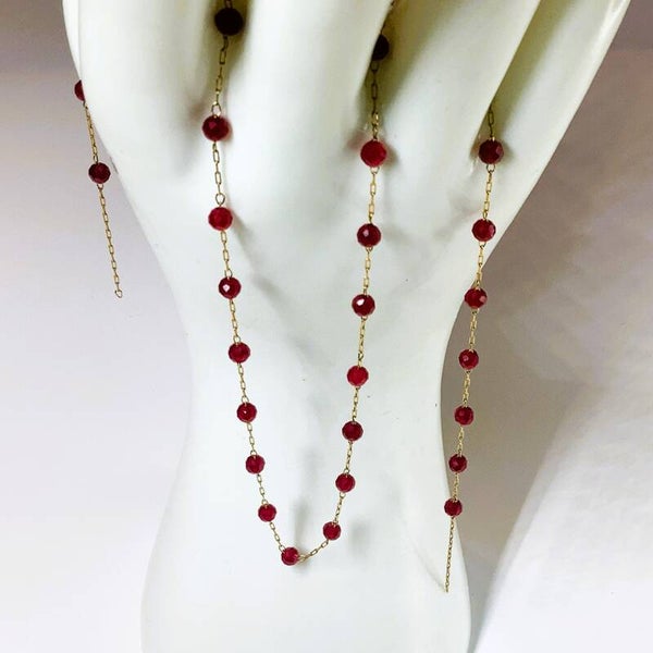 Ligne Braise – Chaîne perlée en Calcédoine Rouge Rubis 3 mm Grade A