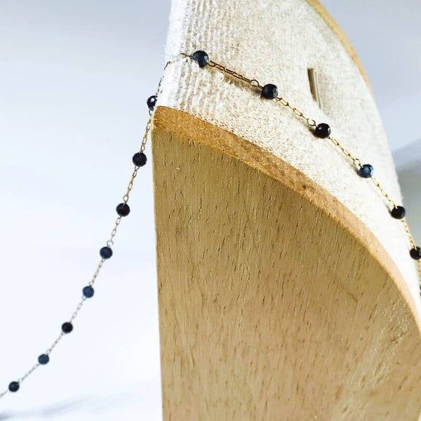 Ligne Etoile de Minuit  – Chaîne perlée en Saphir bleu 3 mm Grade A