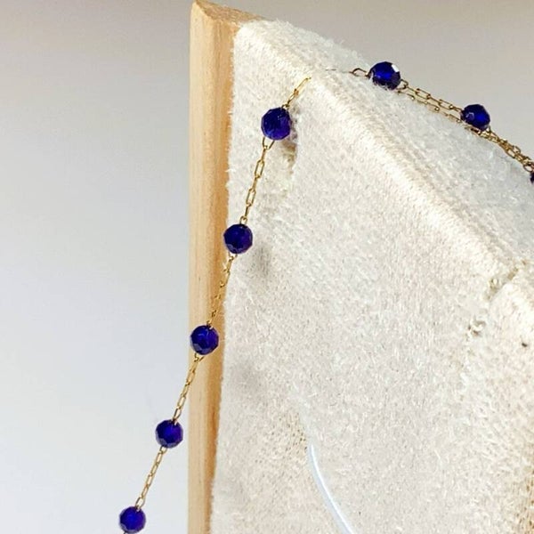 Ligne Firmament – Chaîne perlée en Spinelle bleu 3 mm Grade A
