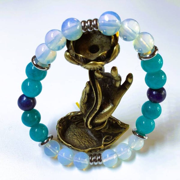 Kit bracelet — Amazonite, Lapis Lazuli & Opale Blanche grade A - Gorge de Lumière