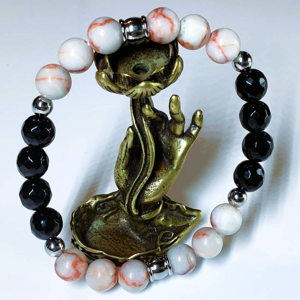 Kit bracelet – Jaspe toile d’araignée & Onyx – Sentinelle