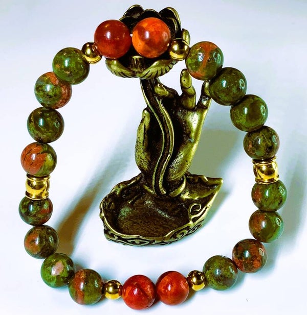 Kit bracelet – Unakite & Corail – Cœur Sauvage