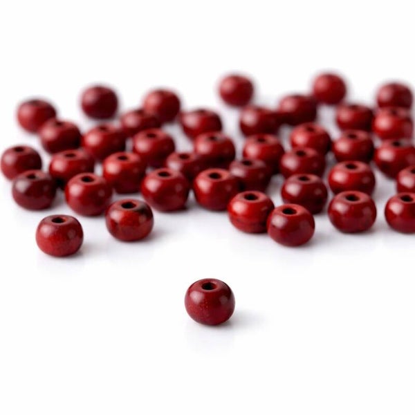 Perles en bois de santal rouge naturel 5×4 mm