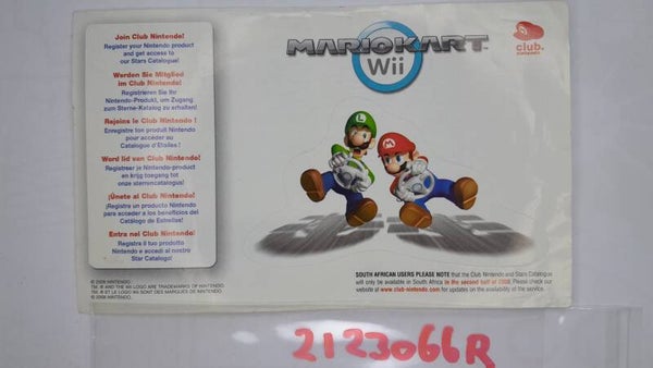 Nintendo Insert/Brochure :  2123066R Mario Kart Club Nintendo VIP Points