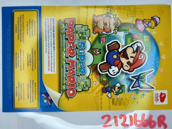 Nintendo Insert/Brochure : 2121666R Super Paper Mario Club Nintendo VIP Points
