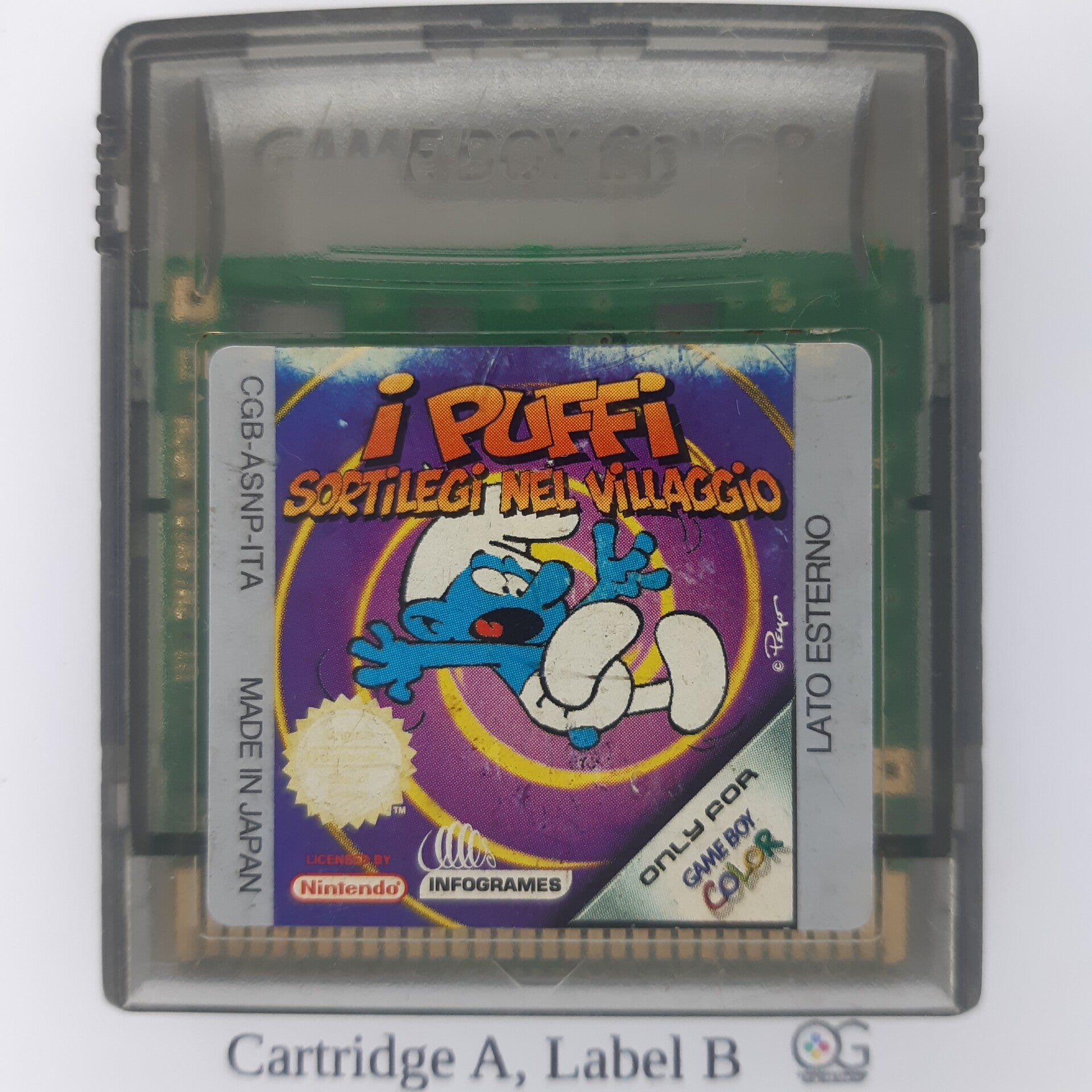 CGB Cartridge: I Puffi Sortilegi Nel Villaggio The Smurfs Nightmare - (Transparrent Cartridge!) -ITA