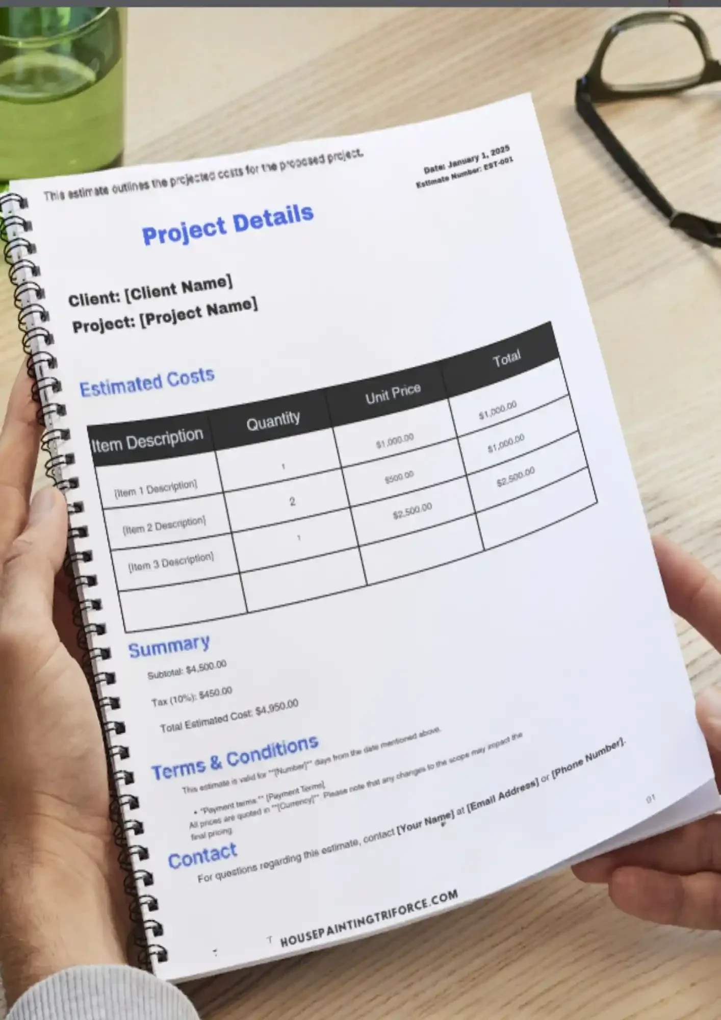 an estimate form 