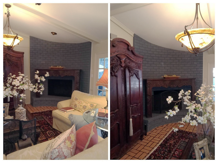 fireplace brick wall accented