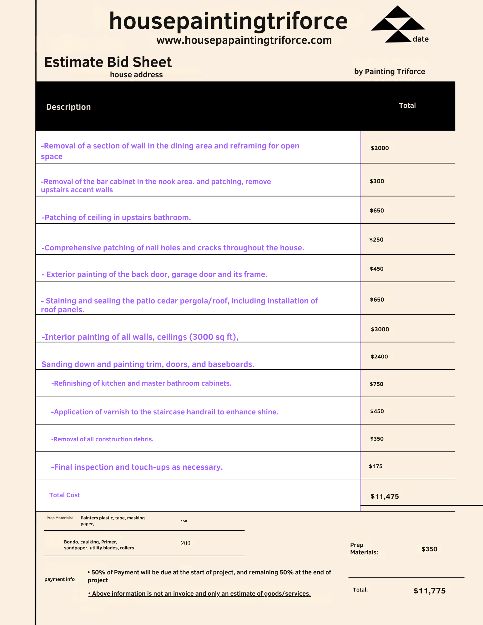 Printable Blank Invoice Digital Download Page Template